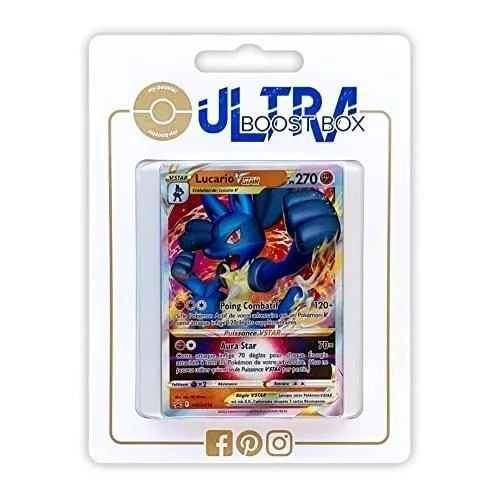 Jeu de cartes - MY-BOOSTER - LUCARIO VSTAR SWSH214 FULL ART - ULTRABOOST X EPEE ET BOUCLIER 10 ASTR-0