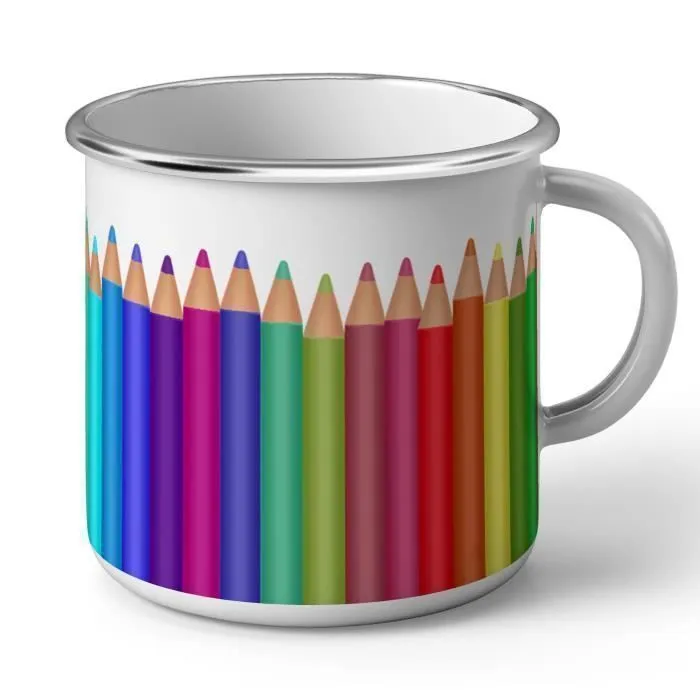 Mug en Métal Emaillé Crayon de Couleur Enfant Mignon Fille Garcon-0