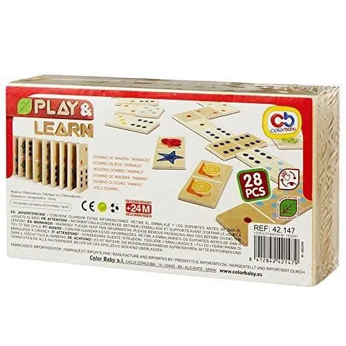 Jeu de société - COLOR BABY - Dominos Bois 28 pièces - Animaux et numéros - Pour enfants de 3 ans et plus-3