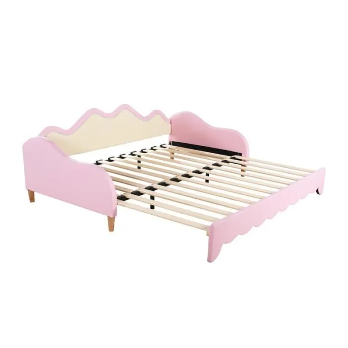 Lit gigogne - Simili cuir - 90x190 cm - Éclairage LED - 2 places - Rose-2