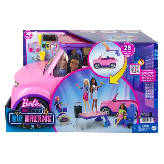 Barbie - Véhicule de concert transformable - Véhicule Poupée Mannequin - Dès 3 ans-4