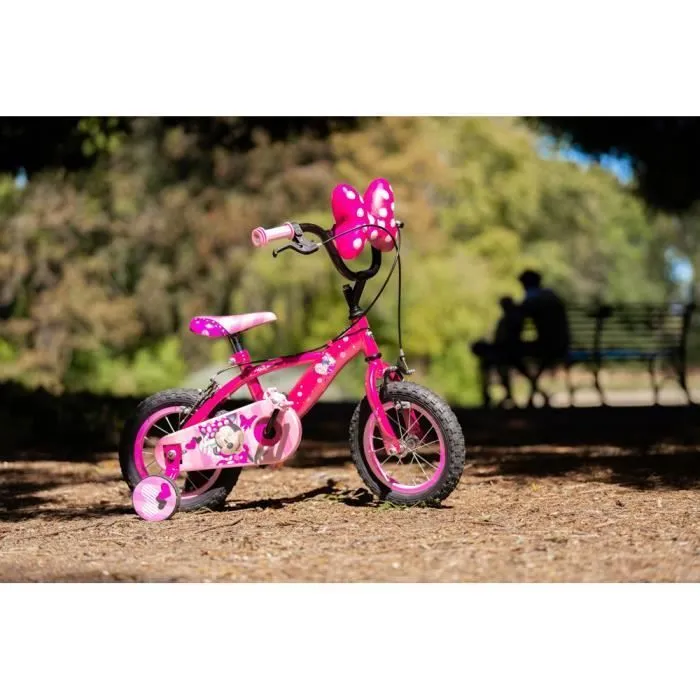 Vélo Enfant Disney - Minnie Mouse - Roues 12" - Age 3 à 5 ans - 2 Freins - Stabilisateurs - Rose - Produit HUFFY-3