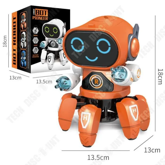 Jouet robot hexapode électrique dansant et clignotant musique lumineuse orange garçon et fille jouet robot télécommandé pour-1