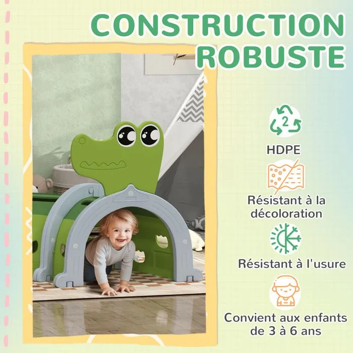Tunnel enfant en forme de crocodile - AIYAPLAY - modulable - enfants de 3 à 6 ans ramper et grimper - intérieur et extérieur - vert-5