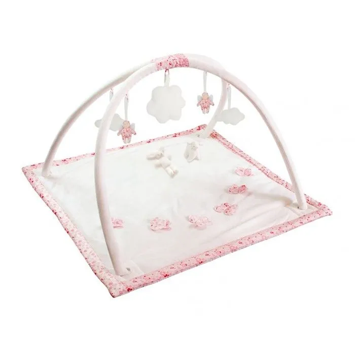 Tapis d'Eveil Musical Ivoire Fleurs Roses Mouton & Lapin Trousselier Multicolore-0