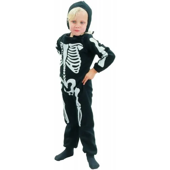 Déguisement squelette garçon Halloween - MARQUE - 200819 - Taille 1 à 2 ans - Noir et Multicolore-0