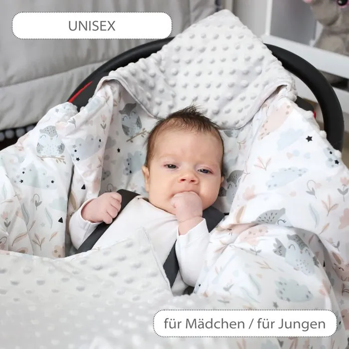 Bebeboutik Couverture bebe pour nid d ange siege Auto Bebe Ete Printemps 90x90 cm Poussette Ressort ete chanceliere Hibou