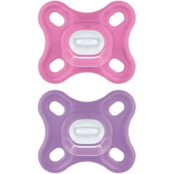 MAM Comfort Sucette Physiologique +0m Rose Lot de 2 + Boîte de Conservation-0