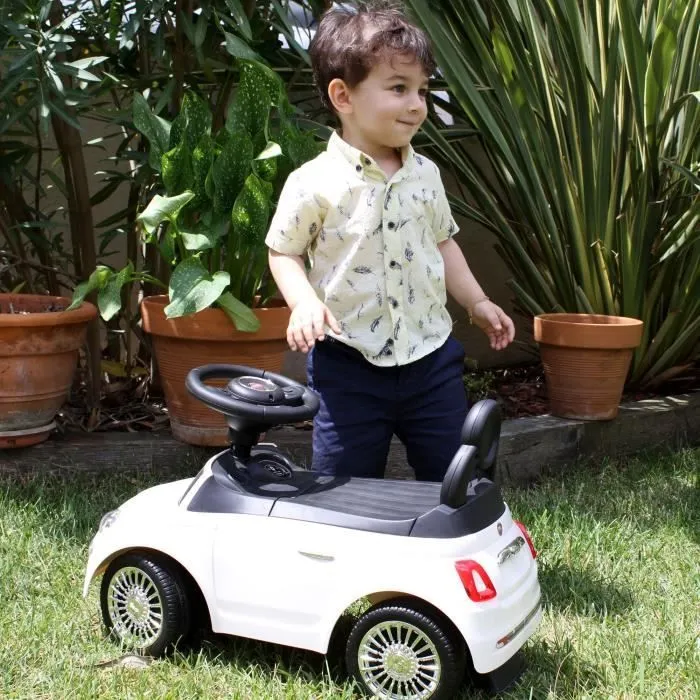 Porteur Fiat 500 - Blanc - Pour Enfant à partir de 12 mois - Klaxon sonore-2