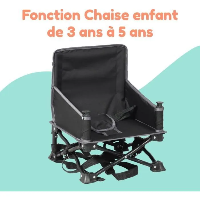 Rehausseur de chaise - BAMBISOL - 6/35 mois - Evolutif en chaise enfant 3/5 ans - Pliable - Noir-3