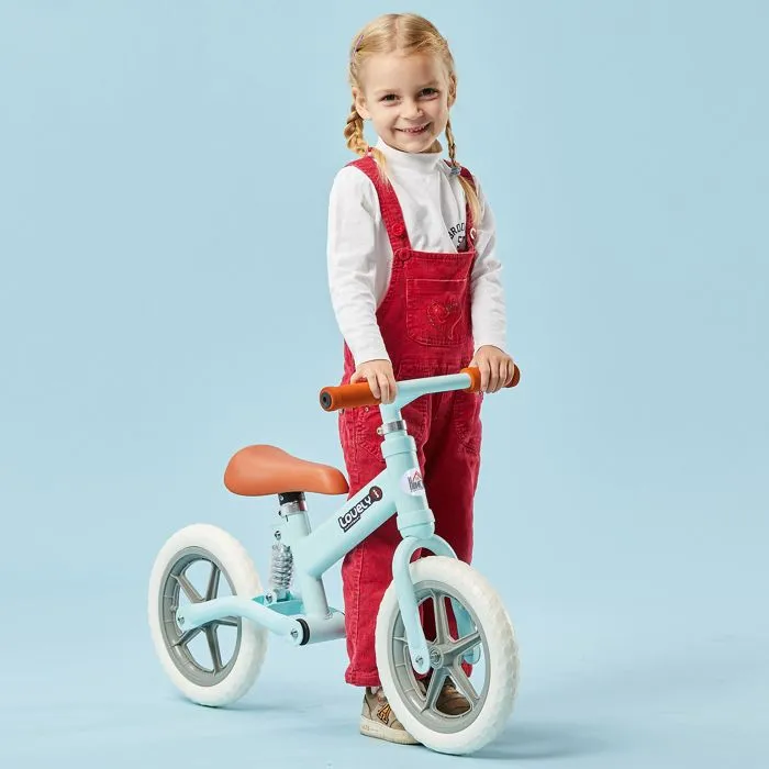 Draisienne enfant roues 12" suspension selle hauteur réglable acier bleu ciel-1