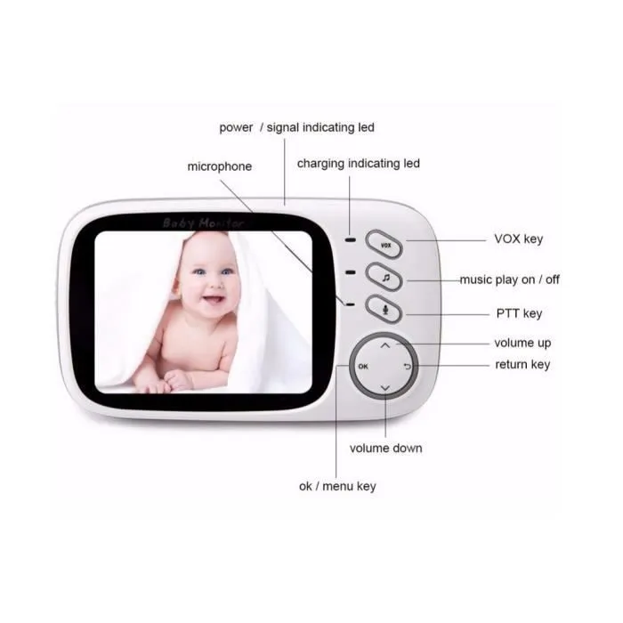 Baby Monitor-Vidéo Sans Fil Multifonctions -Conexion jusqu'à 256m Moniteur 3.2" LCD - Contrôle température - Vision nocturne-3