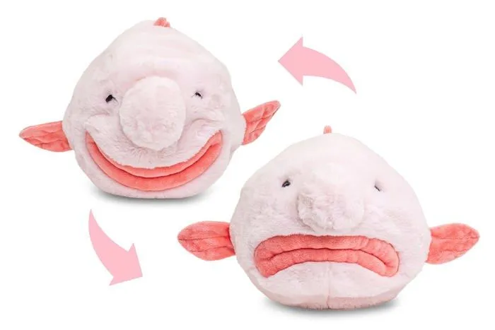 Peluche Uni-toys - WT-70300 - Blobfish - Flip Peluche, Peluche Reversible - 29 cm (Longueur) - Poisson en Peluche - Doudou-0