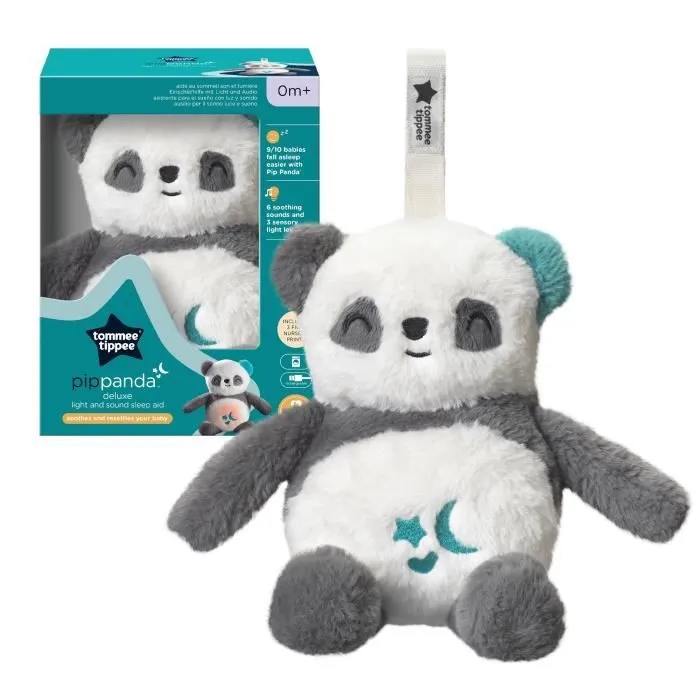TOMMEE TIPPEE, Peluche veilleuse de luxe avec CrySensor, 6 sons apaisants, USB, lavable en machine, Pippo le Panda-5