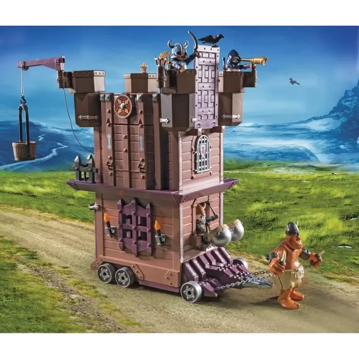 PLAYMOBIL Knights - Tour d'Attaque Mobile des Nains - Contient 3 personnages et 1 troll - A partir de 5 ans-2