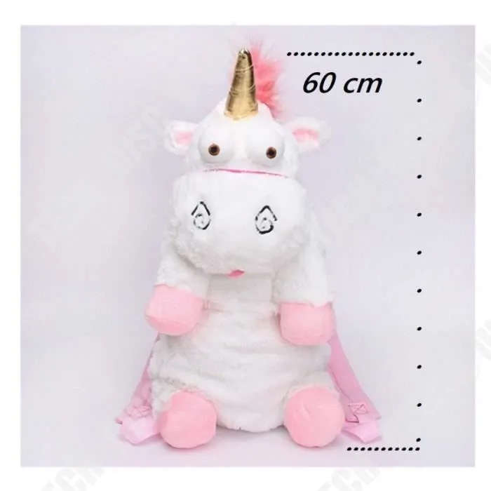 TD® Sac à dos Licorne -Sac à goutter blanc-rose en peluche super doux-Sac en péluche à dos pour fille et enfant-2