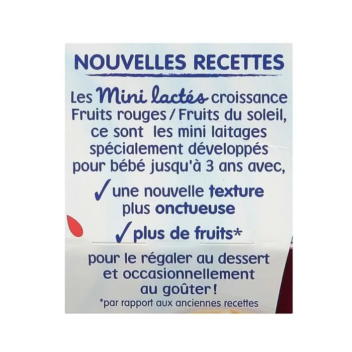 Blédina Les Mini Lactés, Dessert bébé, De 12 à 36 Mois, Fruits Rouges, 12x55g-1