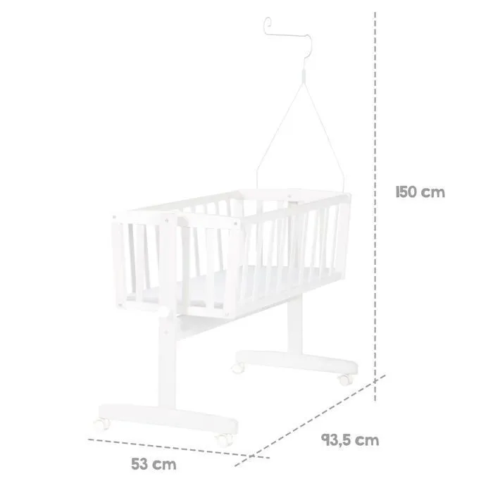 ROBA Berceau Bébé Complet Little Stars à 4 Roues - 40 x 90 cm - avec Equipement Textile - Blanc / Gris-4