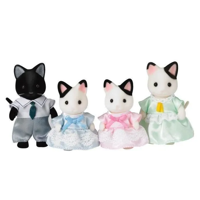 SYLVANIAN FAMILIES - 5181 - Famille Chat Bicolore - Articulée et Habillée - A partir de 3 ans-1