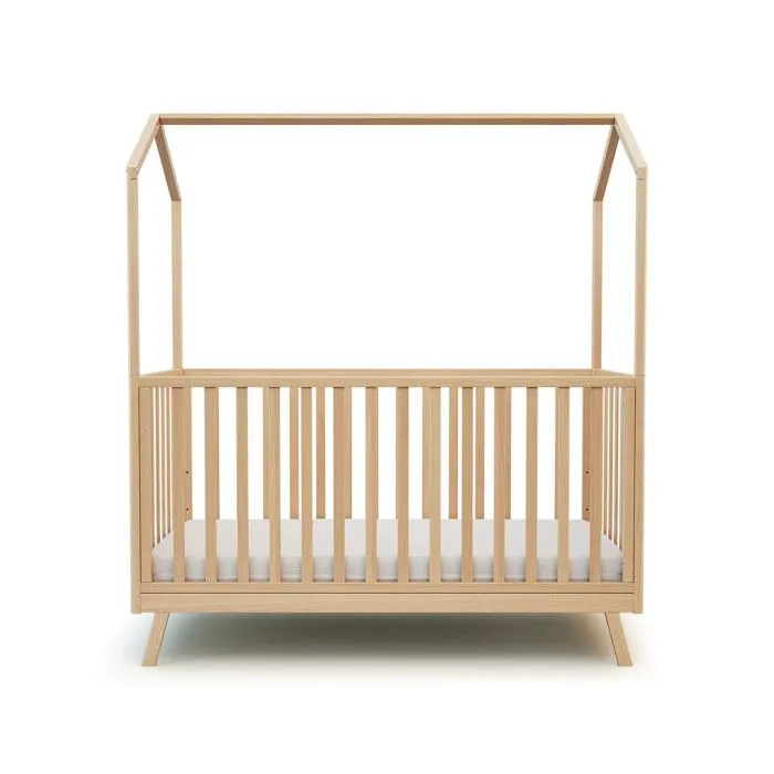AT4 -  Lit cabane bébé évolutif CONFORT en bois  Hêtre Verni - Taille unique-0