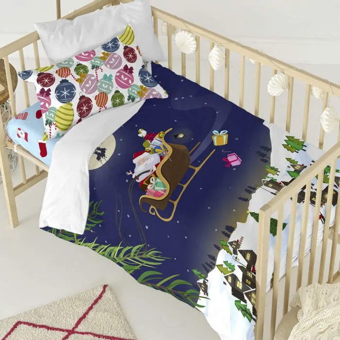 Parure housse de couette 2 pièces Merry christmas 100x120 cm (Berceau)-0