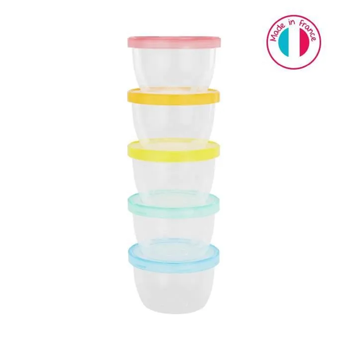 Badabulle BadaBowls Maxiportions - 5 Pots de Conservation bébé 250ml-0