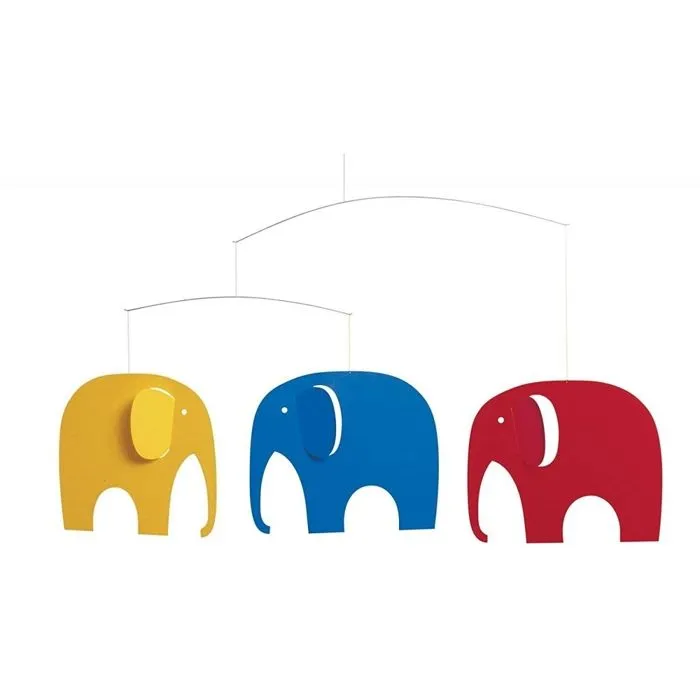 Mobile Elephant Party - FLENSTED MOBILES - Décoration pour bébé - Trois éléphants - Multicolore - 64x3x36cm-1