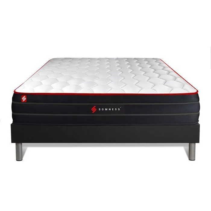 Ensemble sommier + matelas BOOST - Somness - 140x190 cm - Mémoire de forme - Ressorts ensachés - Noir-2