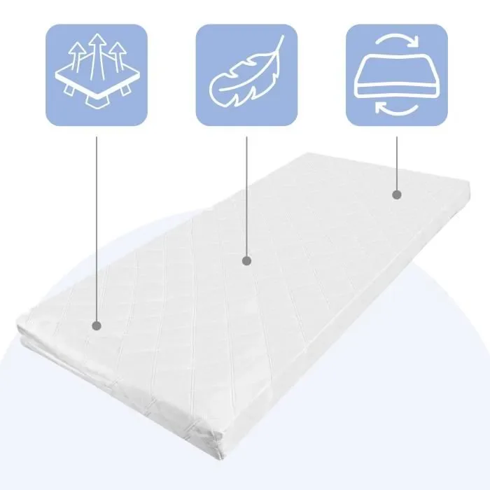 Housse pour matelas bébé matelas de voyage 140 x 70 x 9 cm matelas de voyage pour lit bébé matelas en mousse matelas enfant-2