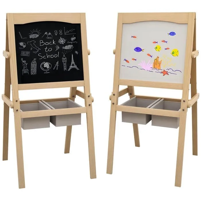 AIYAPLAY - Tableau chevalet - MDF - 58x50.5x109cm - Bois naturel-0