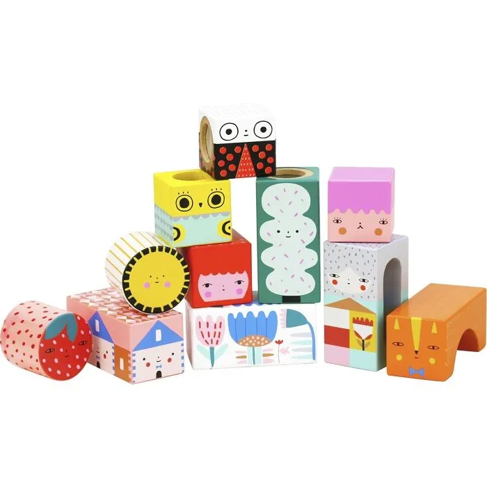 Cubes sonores en bois Vilac Suzy Ultman - Rose - Pour enfant dès 18 mois-1