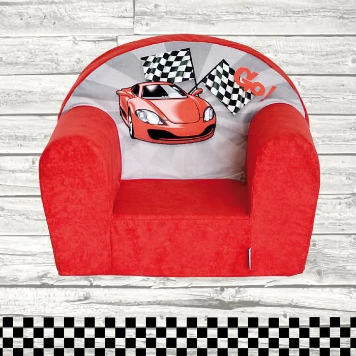Fauteuil enfant - FORTISLINE - Mini Racing - Rouge - Déhoussable - Lavable - 40x39cm-0