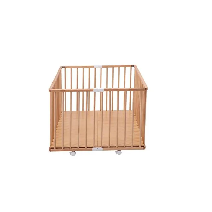 Parc bébé pliant en bois Combelle Gaby - Plancher réglable et roulettes - 92x88x67 cm-2