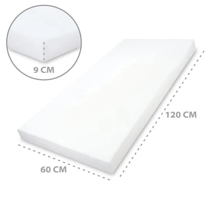 Mousse pour Matelas de bébé lit Matelas 120x60x9 cm - Matelas pour lit de bébé Matelas en Mousse Matelas Enfant Matelas sans Housse-1
