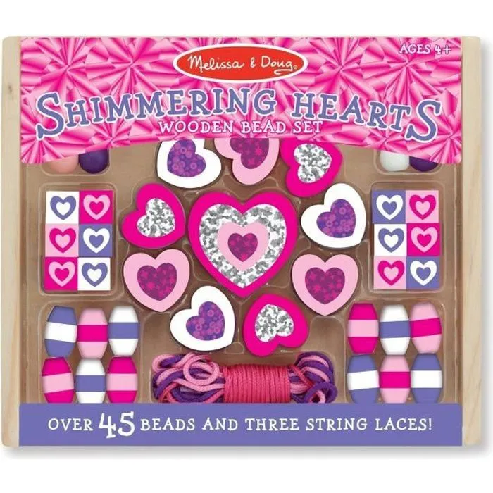 Jeu de perles en bois - MELISSA & DOUG - Cœurs Étincelants - Rose - Pour Enfant à partir de 3 ans-0