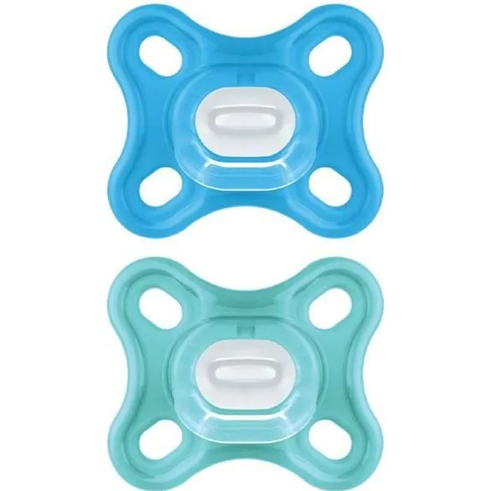 Sucette Physiologique MAM - Lot de 2 - Silicone Souple et Doux - Bleu/Vert-0