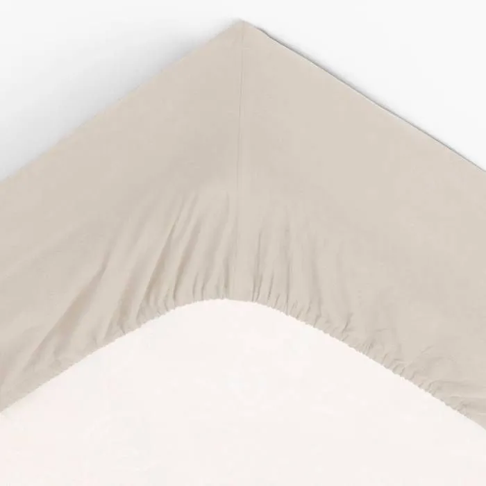 Drap housse - ATMOSPHERA - Ivoire - 160 x 200 cm - Coton lavé - Hauteur bonnet 27 cm-3