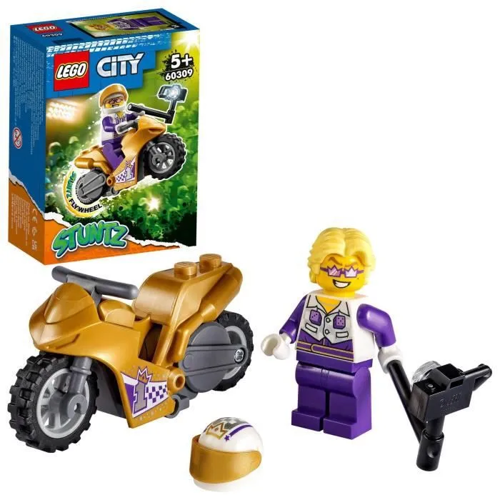 LEGO® 60309 City Stuntz La Moto De Cascade Selfie, Jouet De Cascadeur À Rétrofriction Pour Enfants Dès 5 Ans, Avec Perche Selfie-0