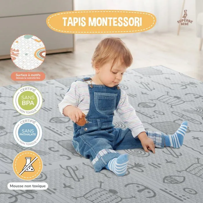 Tapis de Jeu en mousse, épais et pliable pour enfants - 180 x 120 x 1 cm - PTEROGLYPHE | SUPERBE BEBE-5