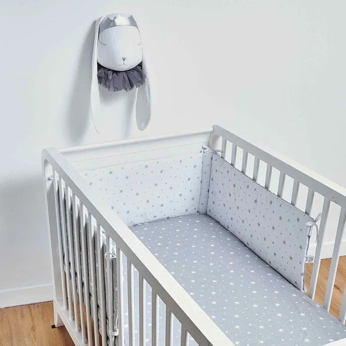 Tour de lit universel et réversible - STELLA Gris - Pour lit bébé de 60x120 ou 70x140 cm-1