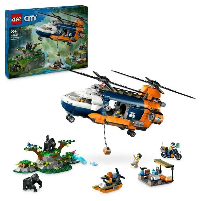 LEGO® City 60437 L’hélicoptère de l’explorateur de la jungle au camp de base, dès 8 ans-0