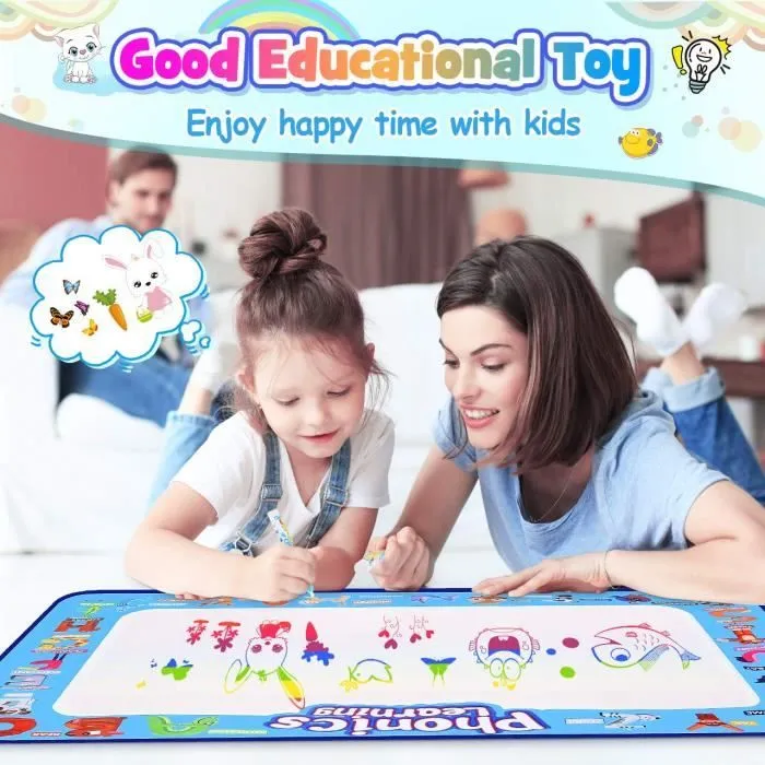 Tapis Dessin Enfant, Tapis Doodle Matte100*70cm Coloriage Géant, Tapis de Dessin à Eau Peinture Cadeaux Jouets Educatifs-1