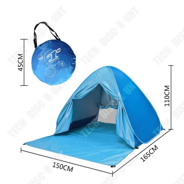 TD® Tente de plage extérieure   200×165×130CM    Revêtement de protection solaire   Avec rideau de porte Tente solaire de bord de me-2