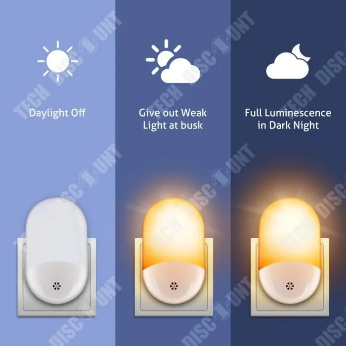 Veilleuse Bébé LED - TECH DISCOUNT - Plug-in - Économie d'énergie - Réglage de la luminosité-2