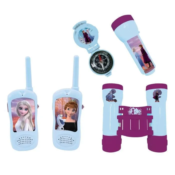 Kit d’aventurier La Reine des Neiges avec Talkie-Walkies portée 120m, jumelles et boussole-0