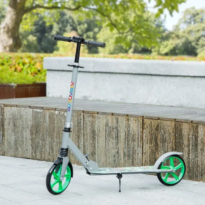 Trottinette enfants 6 à 12 ans - AIYAPLAY - trottinette pliable à 2 roues - hauteur réglage - pour filles et garçons - vert-2
