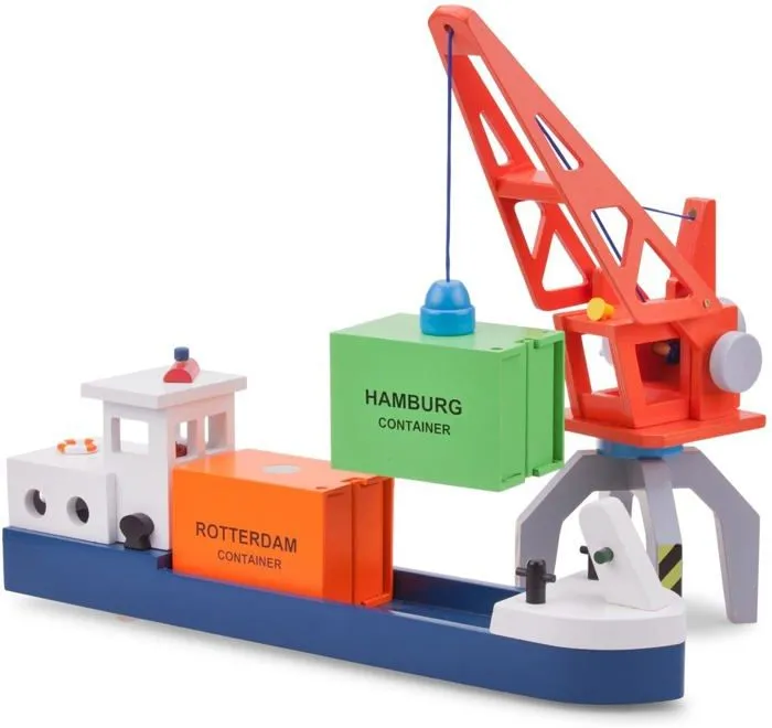 Grue pour Container - New Classic Toys - ref 0931 - Orange - Mixte - 3 ans-3