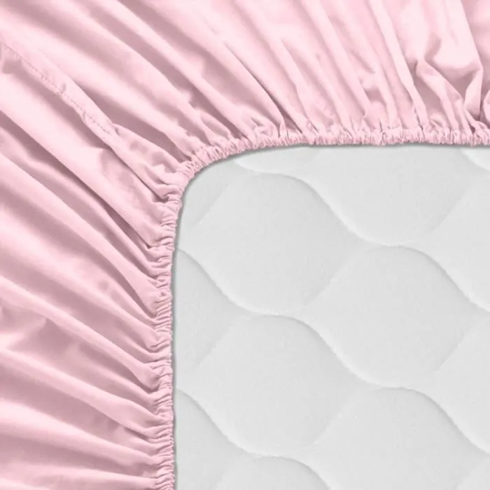 Drap-housse - BASIC - 70x140 - Rose pâle - Coton naturel - Lavable en machine-2