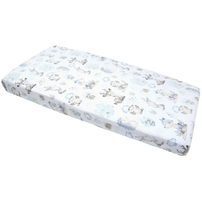 Drap Housse pour Bébé Medi Partners Excellent pour un lit bébé, enfant, 100% coton, protège matelas, 60x120 cm, Cerf et Hérisson-0