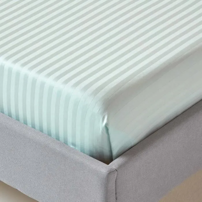 Drap plat - Homescapes - Rayé satin - 100% coton égyptien - 330 fils - 180 x 290 cm-1